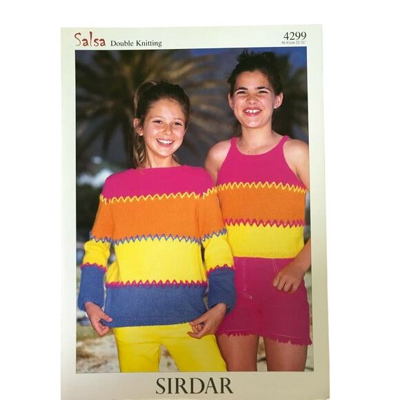 New Sirdar 4299 Salsa Girls Tank Top Sweater Knitting Pattern - Picture 2 of 2